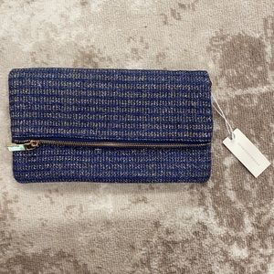 Anthropologie clutch bag blue and gold new